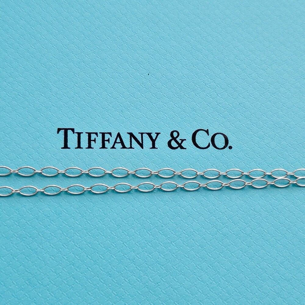 🧧SOLD🎋Tiffany & Co. Blue Enamel Knot Key Pendant Silver Oval Link Necklace 30” - Picture 7 of 9